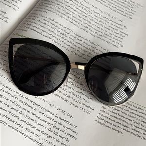Black cutout cat eye sunglasses
